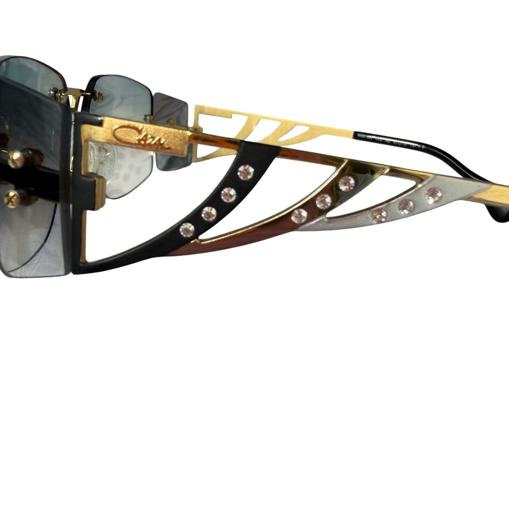 Cazal Mod 926 Rimless Sunglasses Gold Gray Lens Rhinestone Germany Designer - Picture 10 of 12